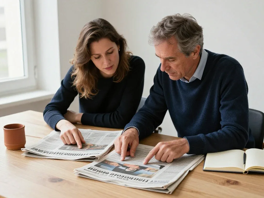 Deux spécialistes français analysant divers journaux pour une compréhension globale et nuancée.
